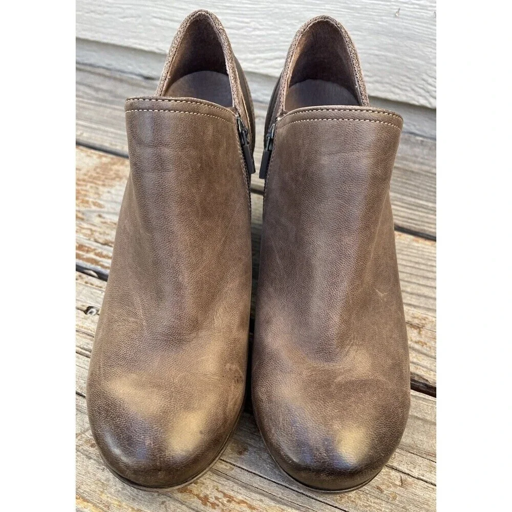 Dansko Marcia Women's 41 US 10.5-11 Brown Leather Ankle Booties Heeled